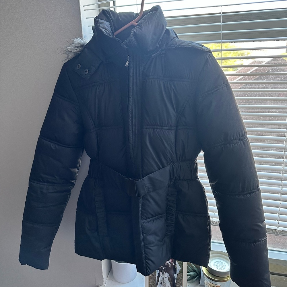 Black Puffercoat with Detachable Hood